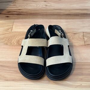 ALOHAS Gold and Black Sandals